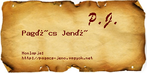 Pagács Jenő névjegykártya